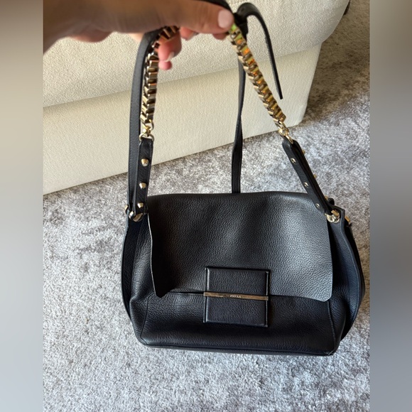 Furla Black Shoulder Bag with Gold Accents - Picture 6 of 12